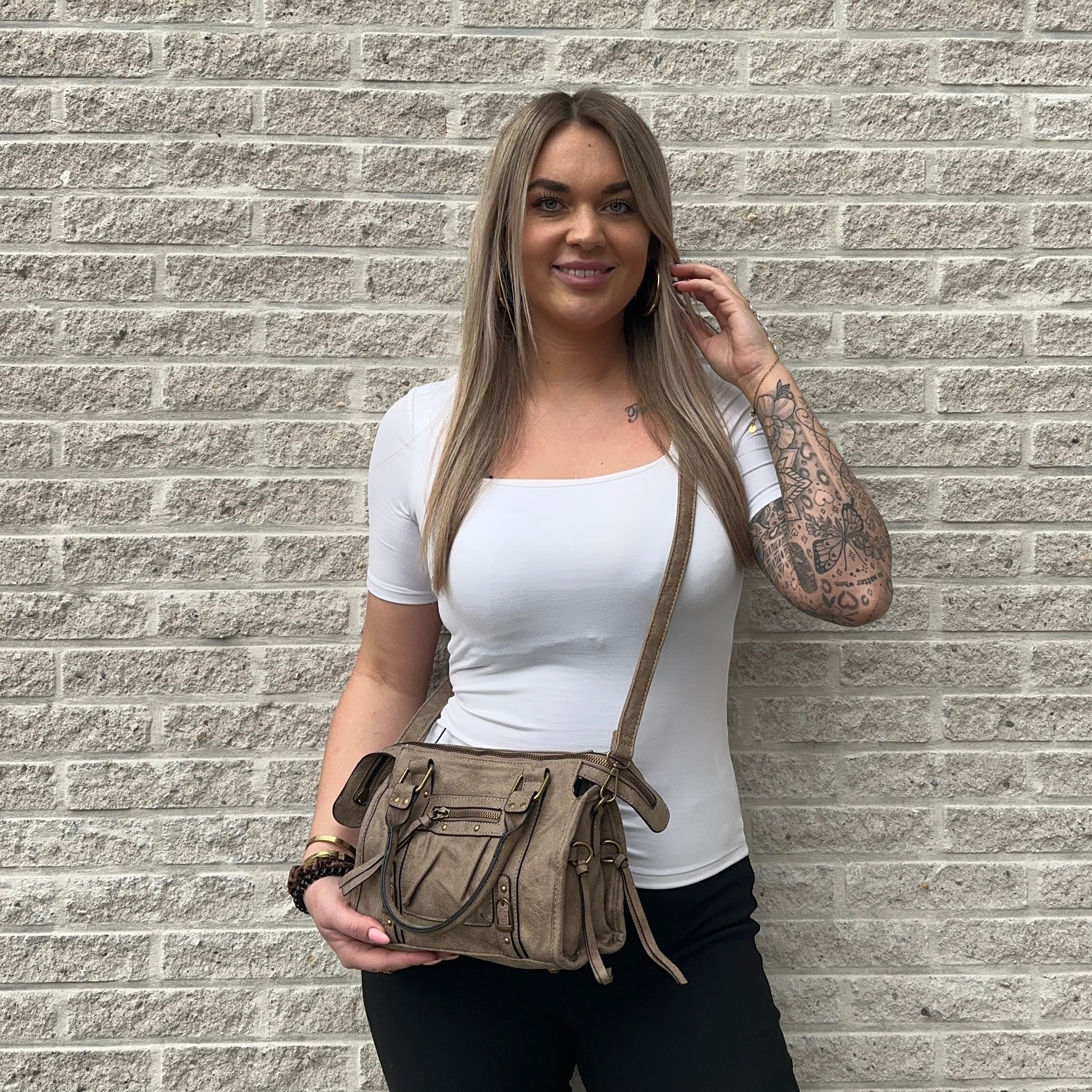 Liv Glossy Medium Tas - Khaki