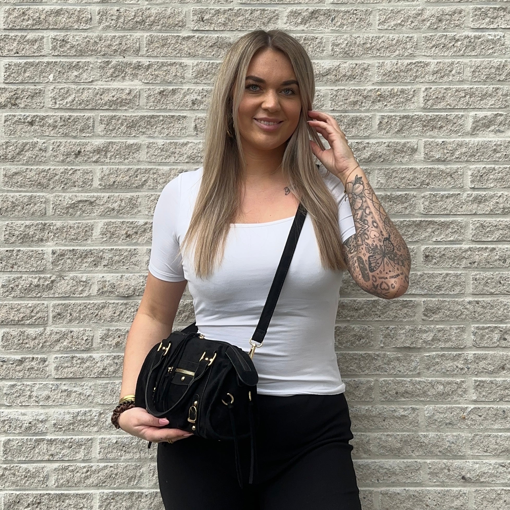 Liv Classic Suède Medium Tas - Zwart