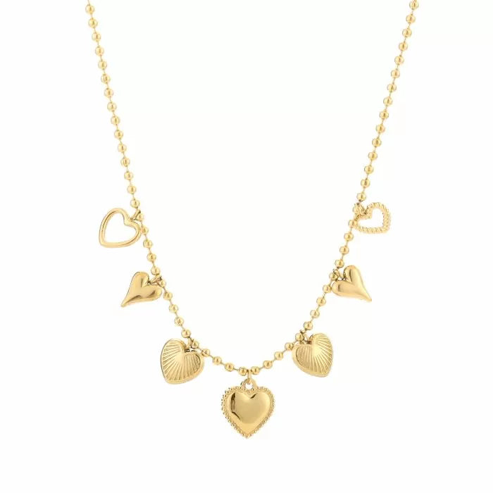 Bedels Straight Hearts Necklace 40 cm - Gold