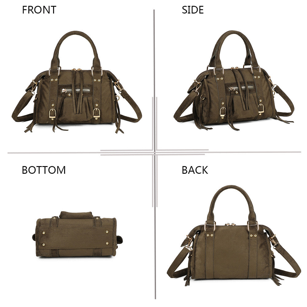 Liv Classic Suède Medium Tas - Army Groen