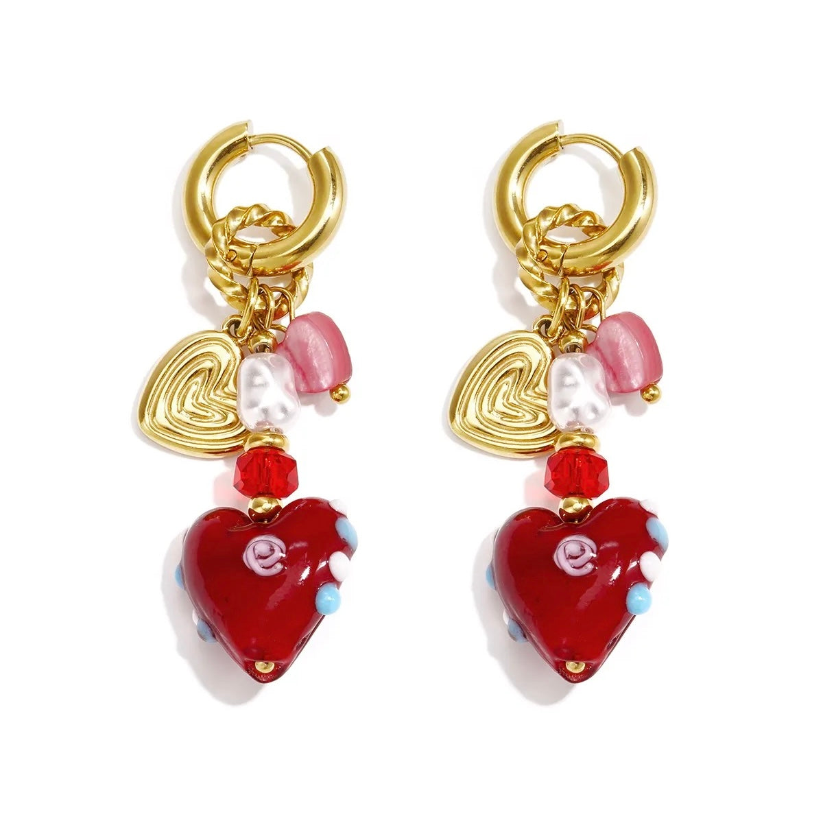 Pip Red Earrings - Gold