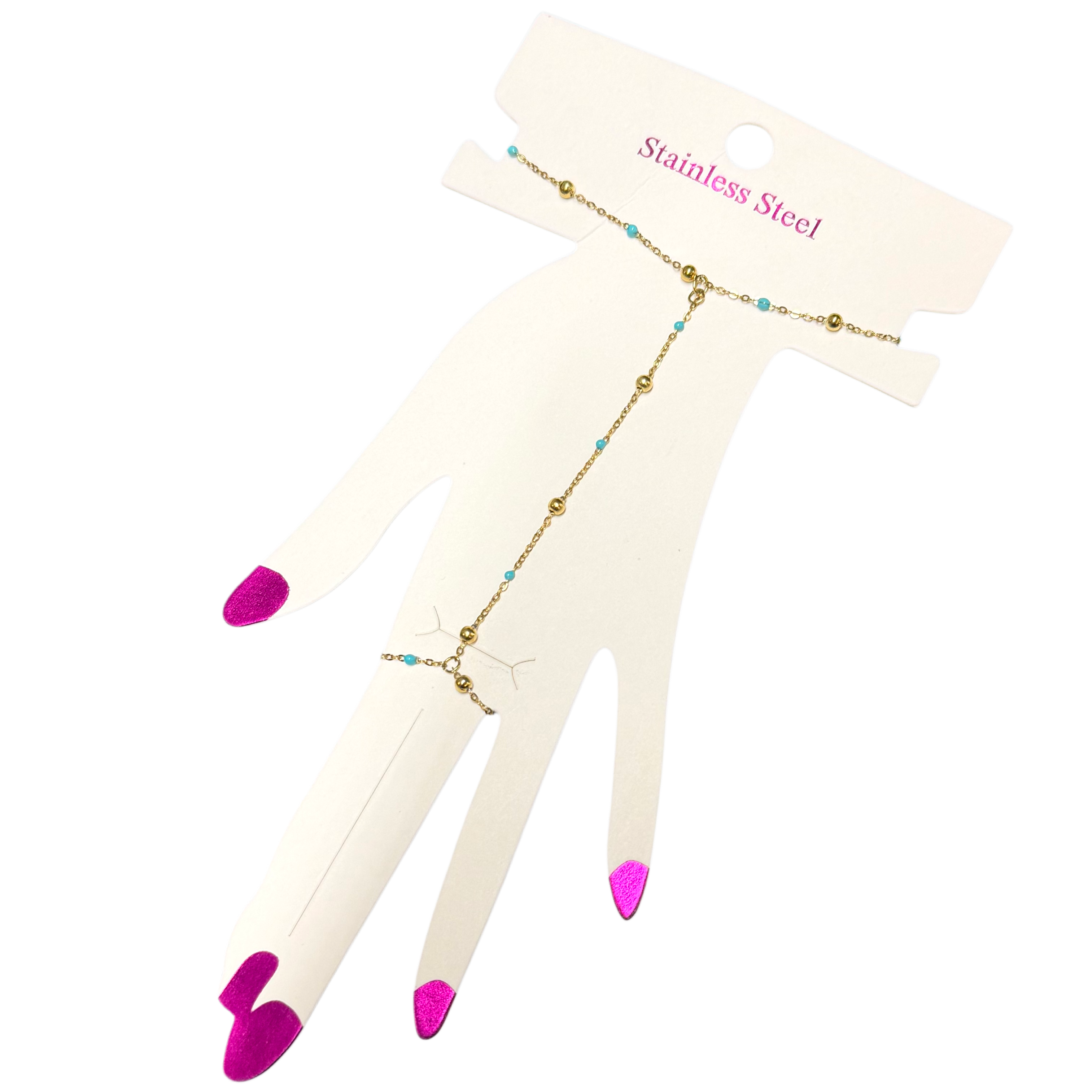 Handchain Disco Turquoise - Gold