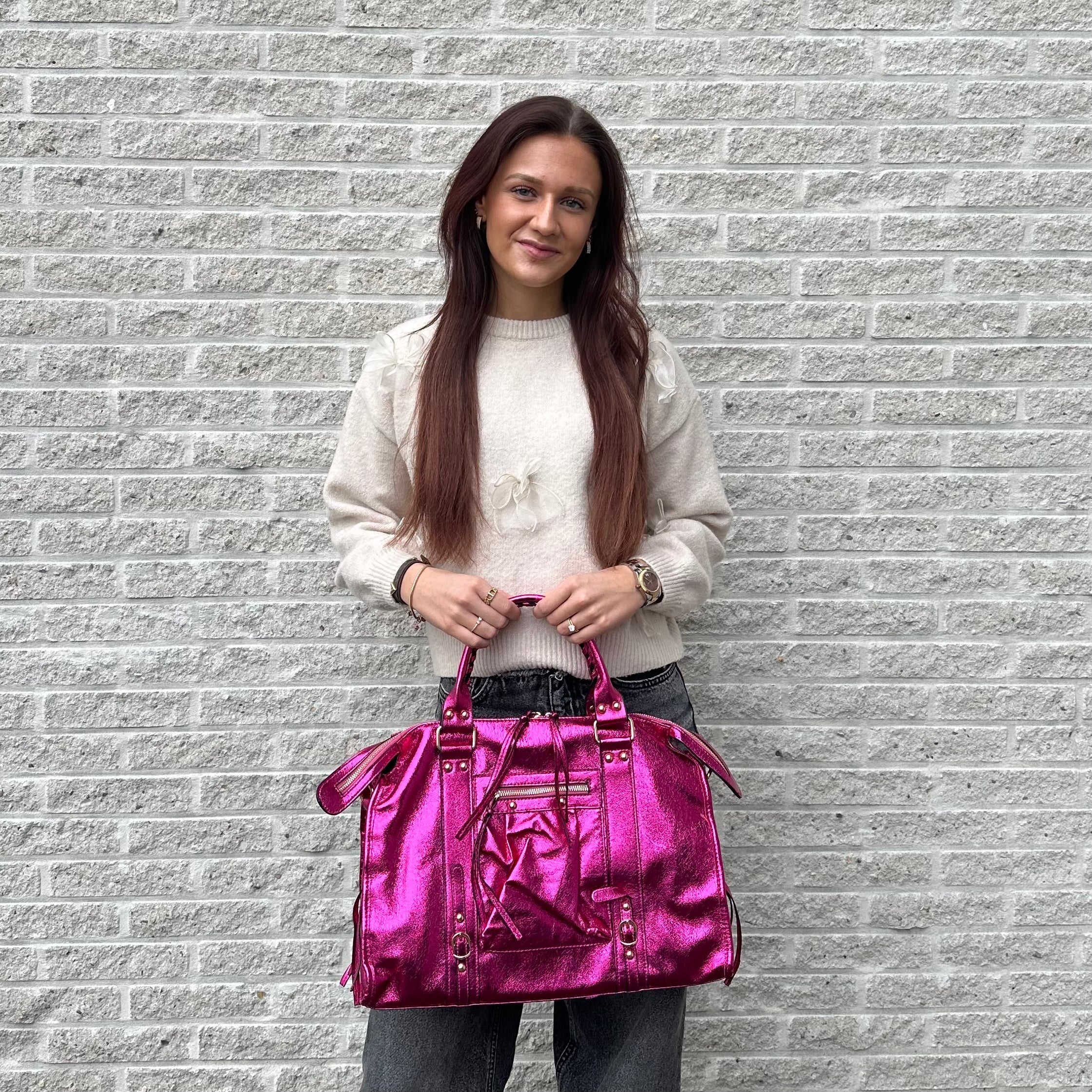 Liv Metallic XL Tas - Fuchsia Roze