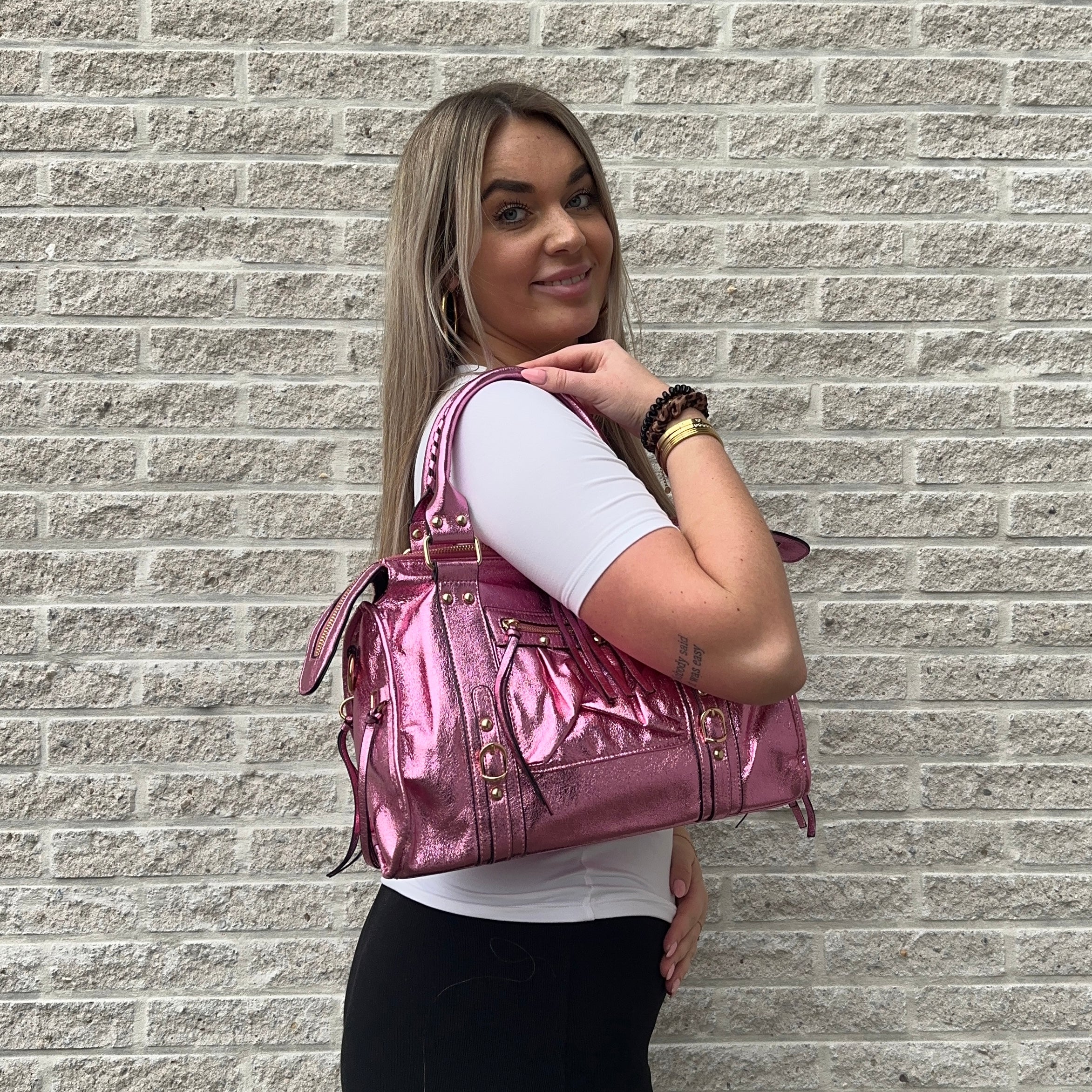 Liv Metallic Large Tas - Roze