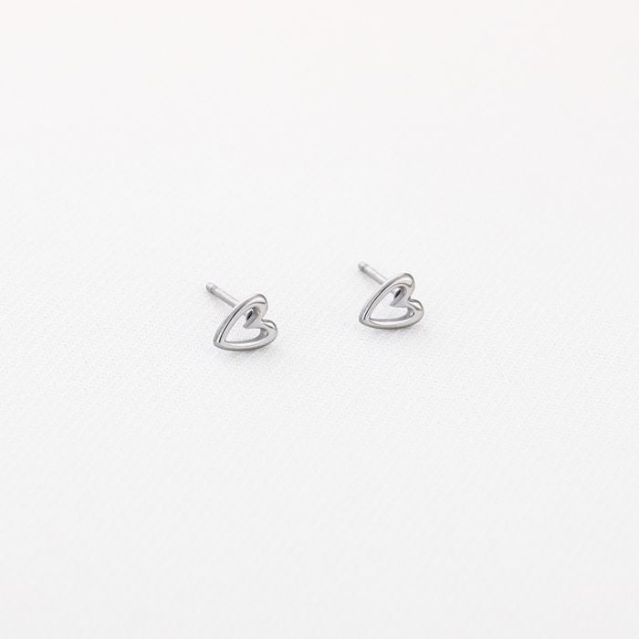 Ear Stud Heart - Silver