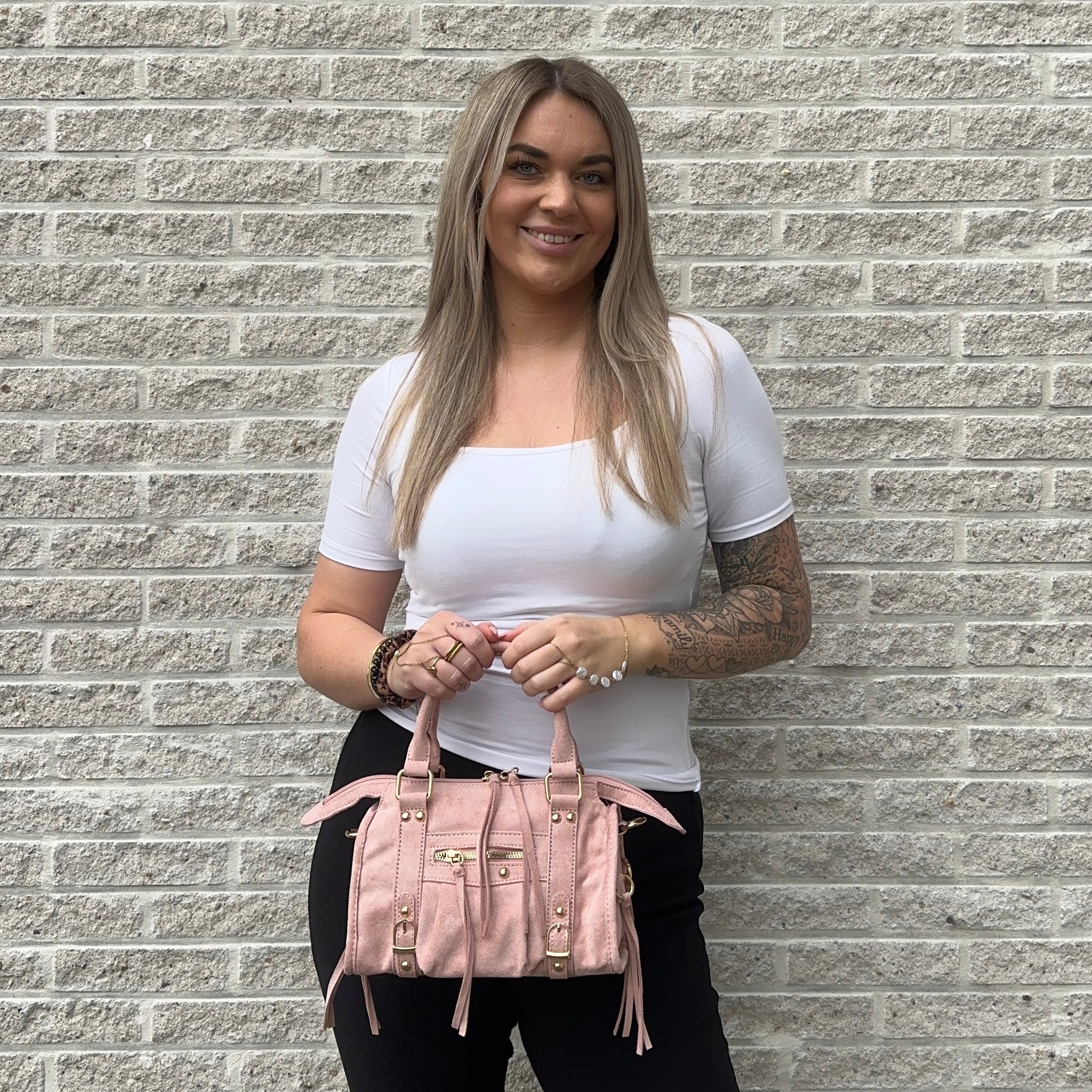 Liv Classic Suède Medium Tas - Roze