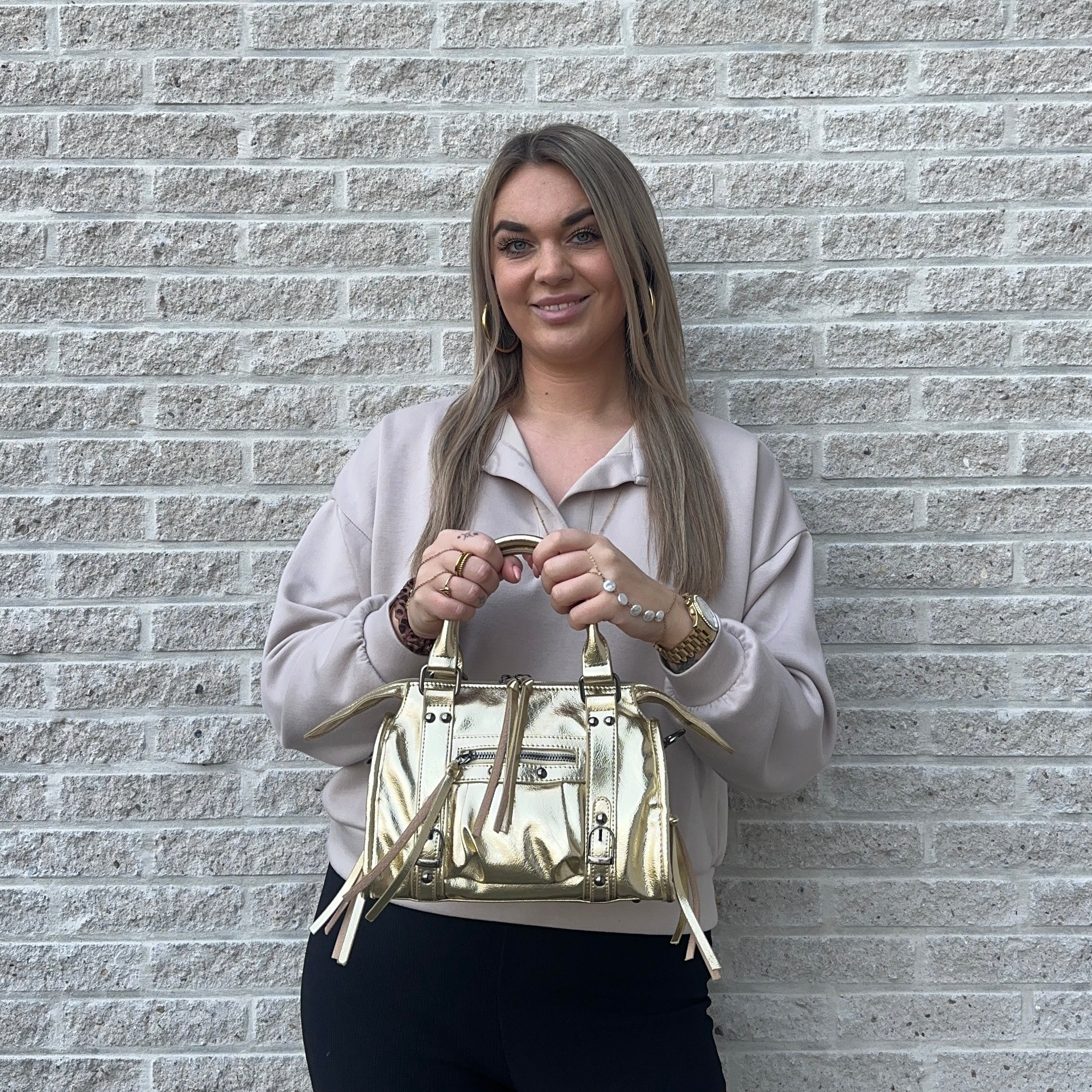 Liv Glowy Medium Tas - Glitter Goud