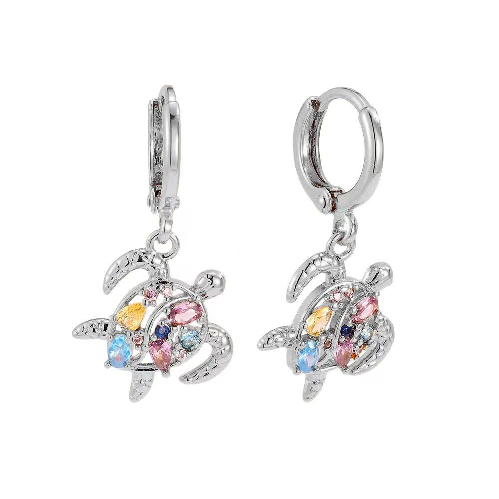 Zirkonia Turtle Earrings - Silver