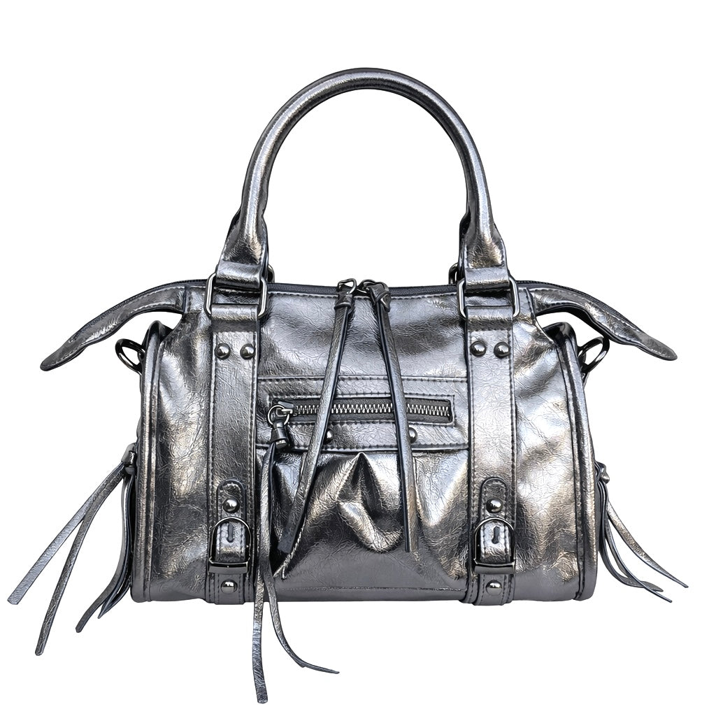 Liv Glowy Medium Tas - Glitter Donker Zilver