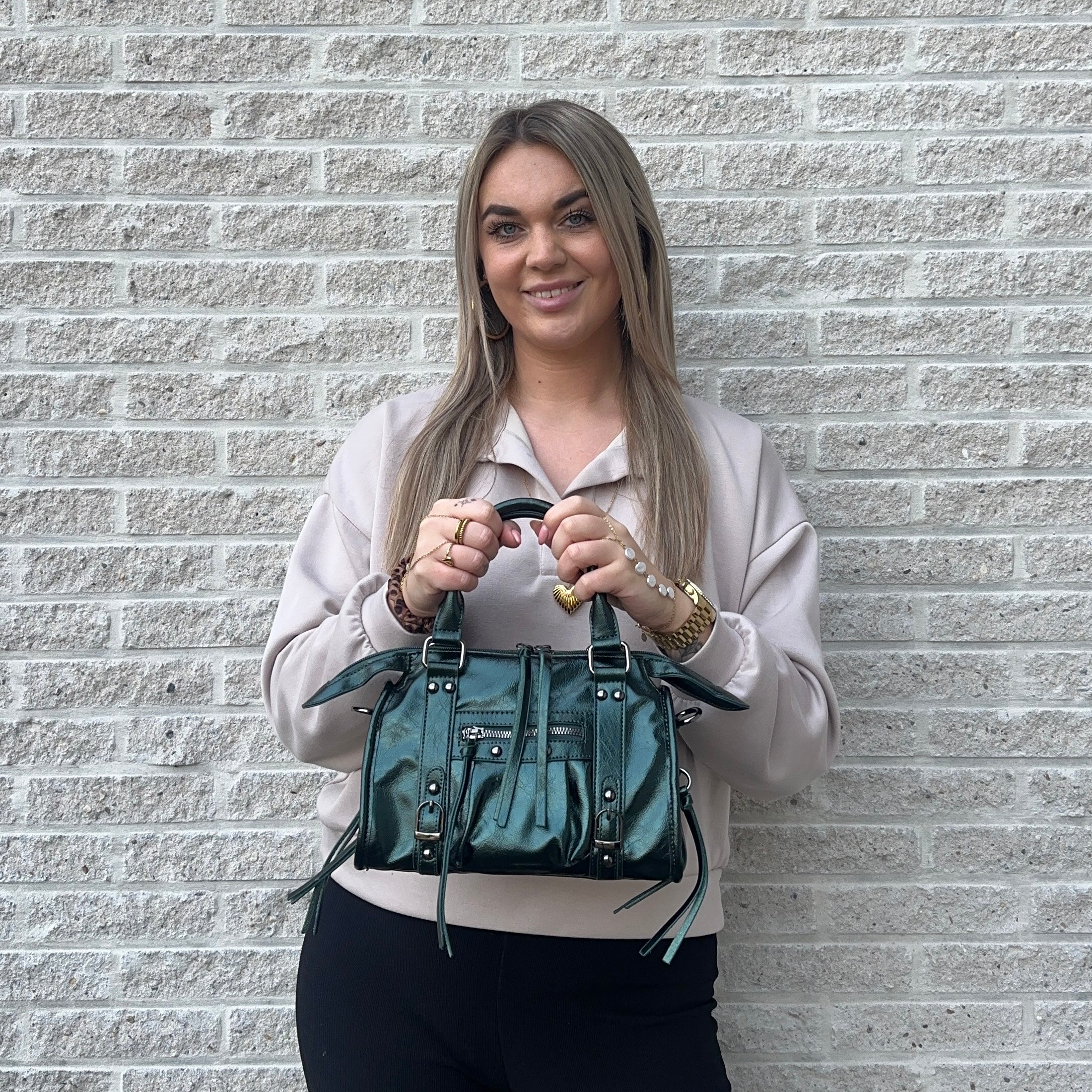 Liv Glowy Medium Tas - Metallic Donker Groen