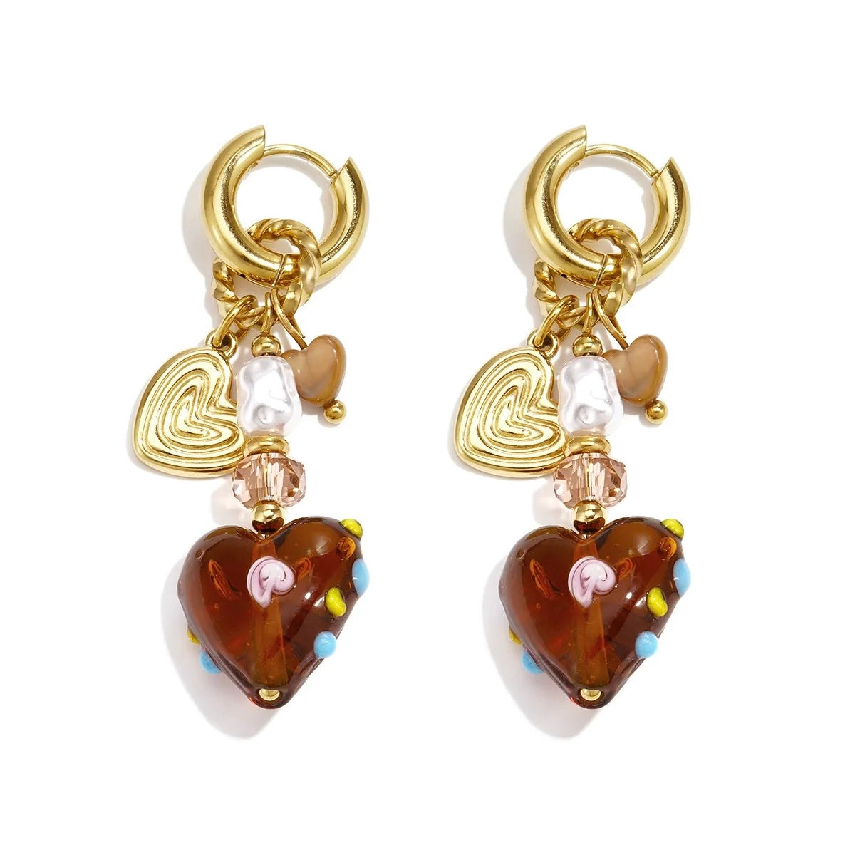 Pip Brown Earrings - Gold