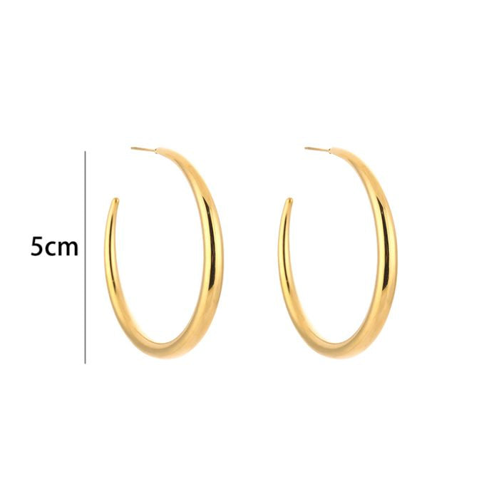 Basic Aila Hoops Earrings - Gold