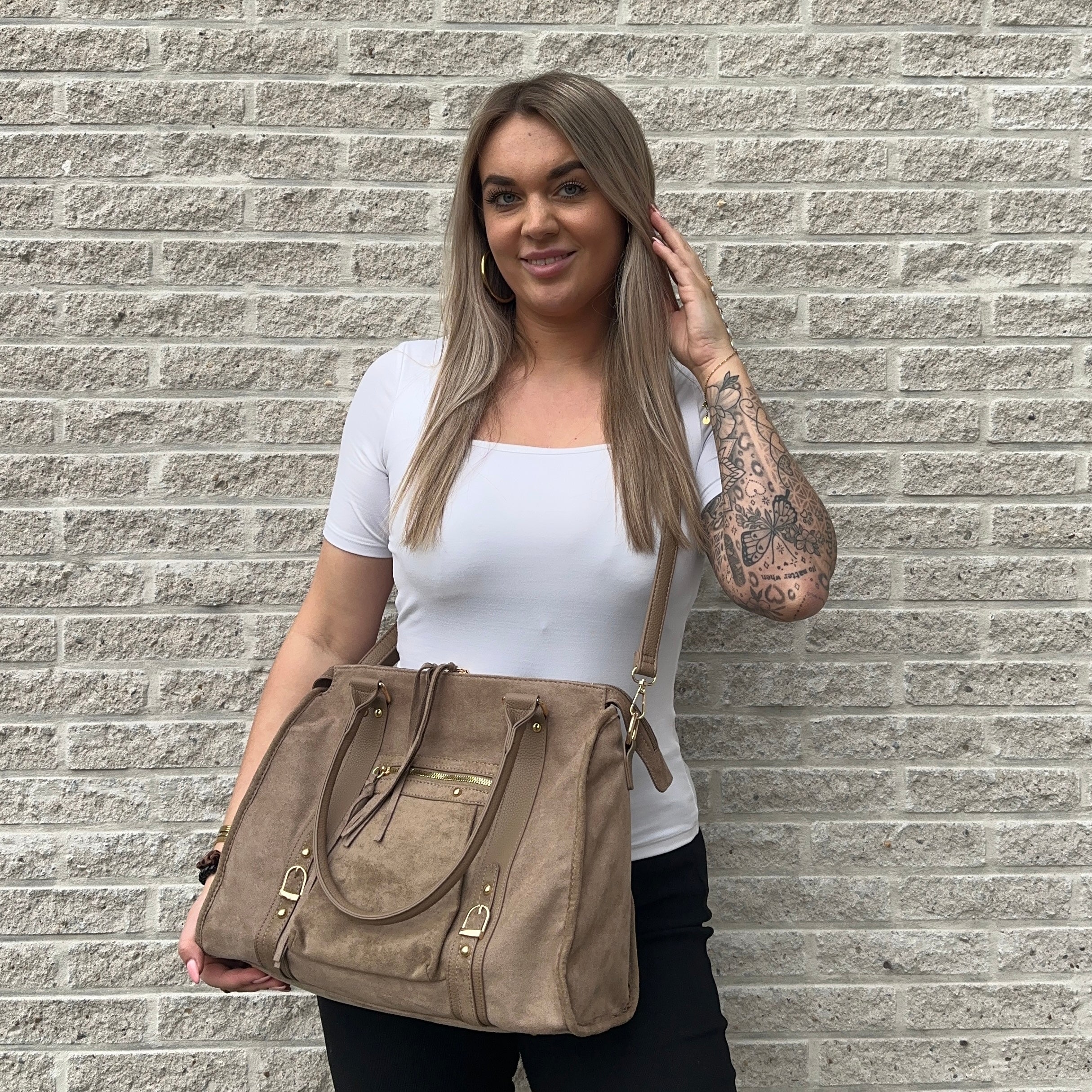Liv Suède XL Tas - Taupe