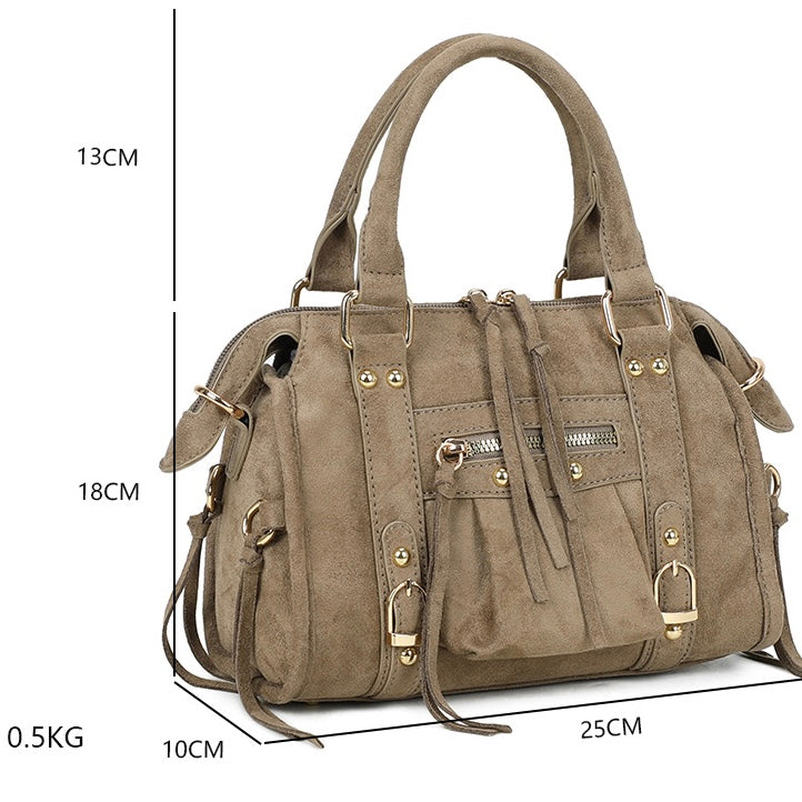 Liv Classic Suède Medium Tas - Taupe