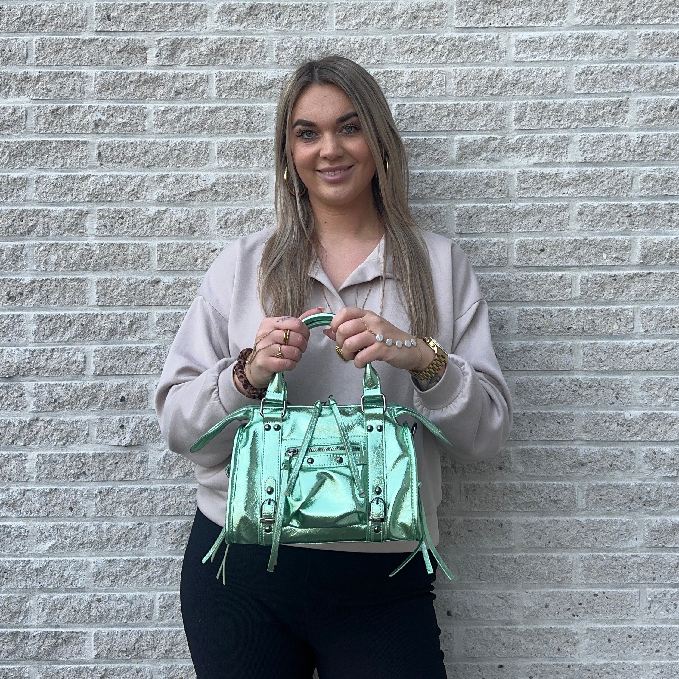 Liv Glowy Medium Tas - Glitter Licht Groen