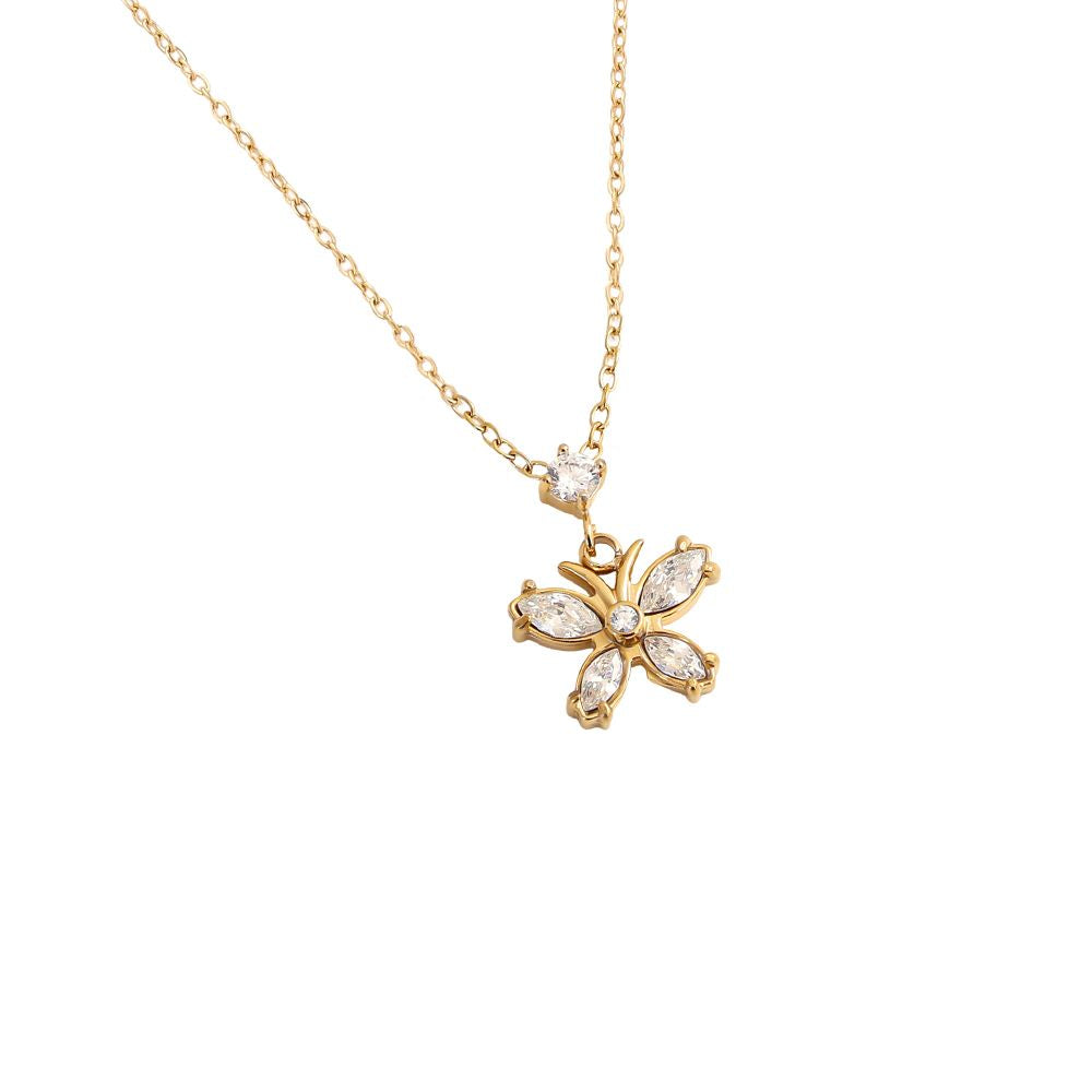 Butterfly Zirkonia Necklace 40 cm - Gold