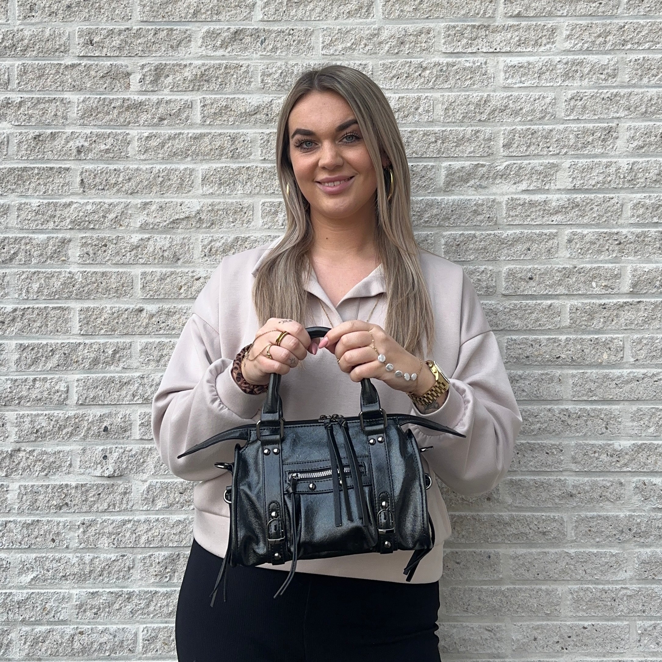 Liv Glowy Medium Tas - Metallic Zwart