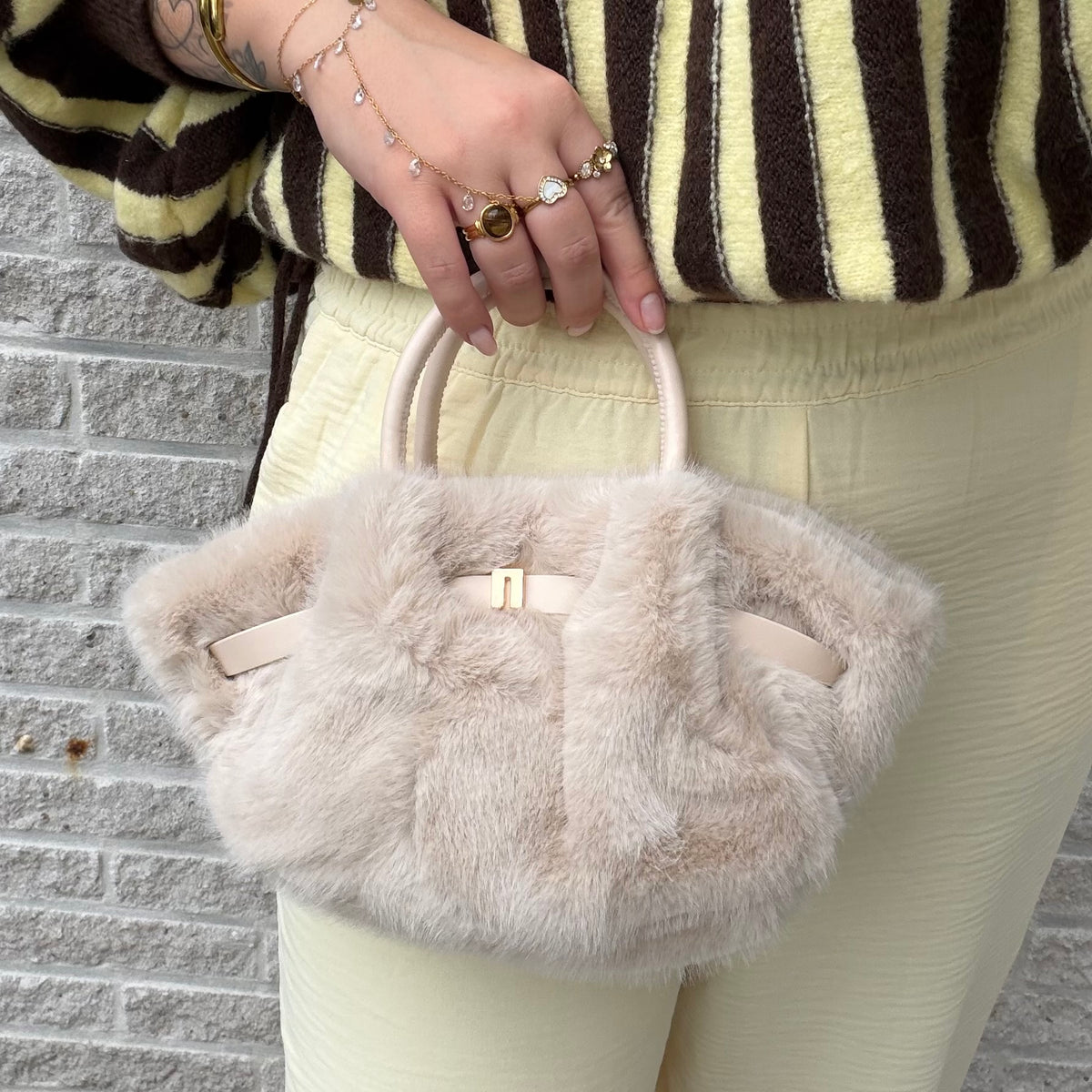 Marley Fluffy Small Tas - Beige