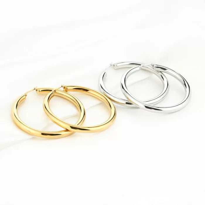 Basic Large Carlijn Hoops Earrings - Silver