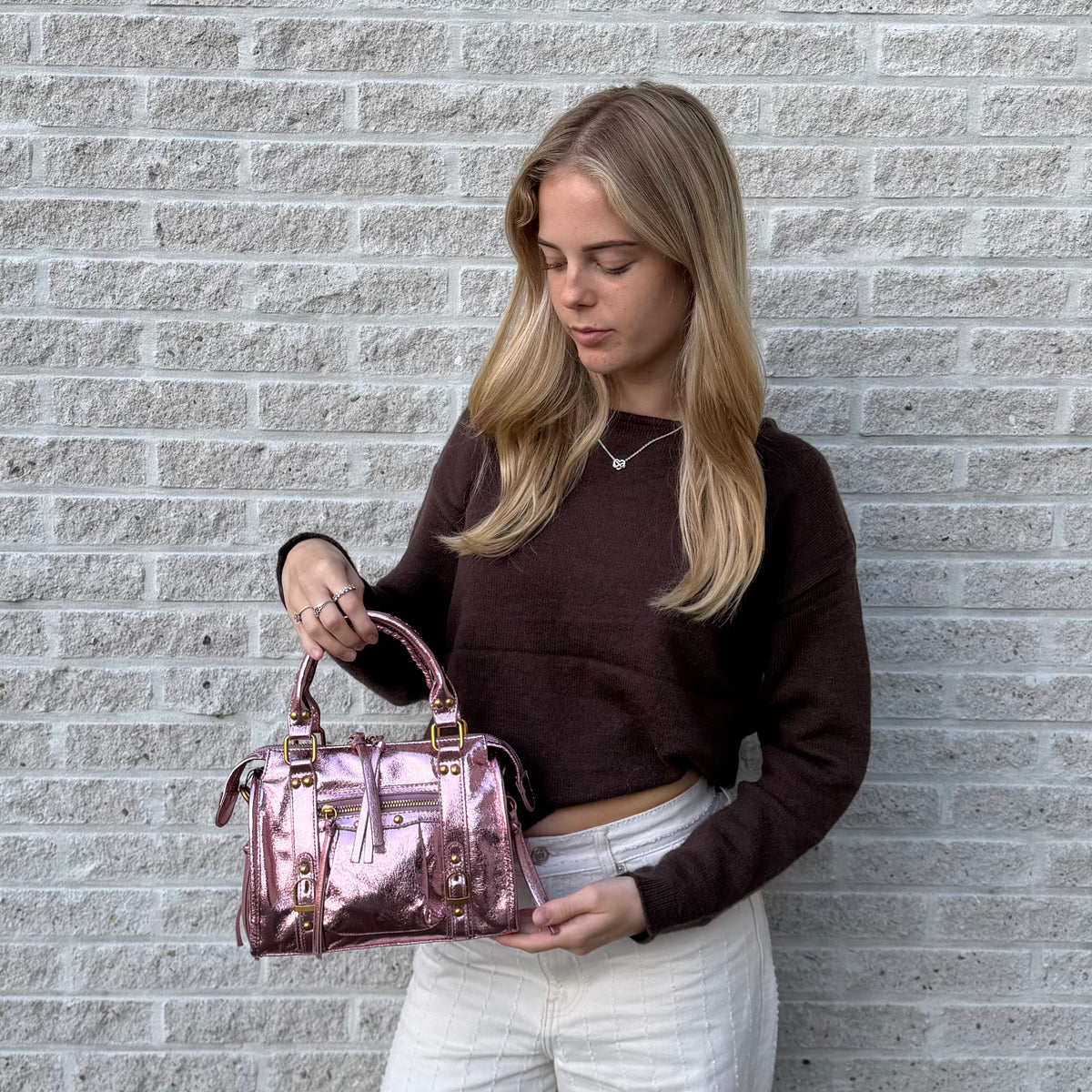 Liv Glitter Medium Tas - Roze