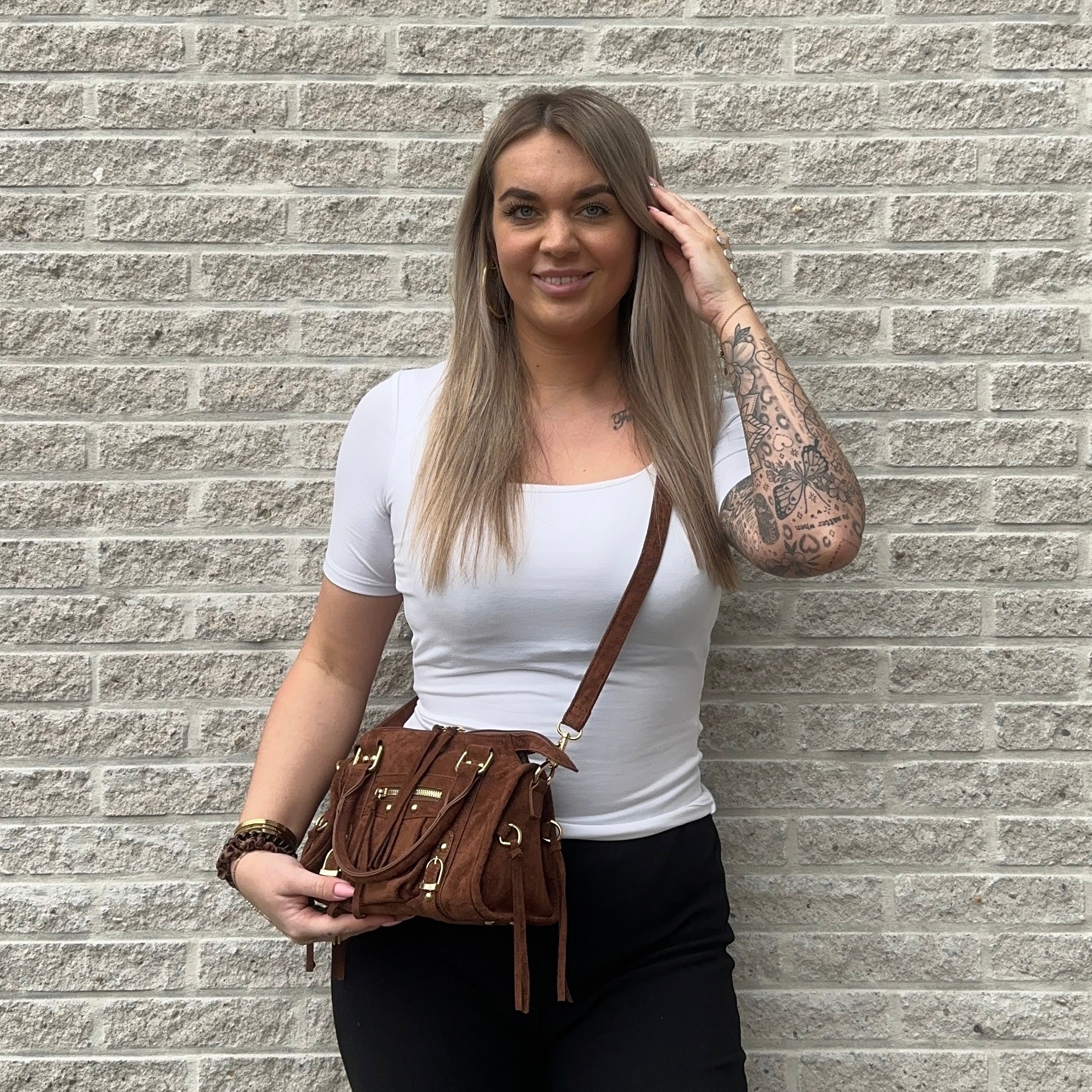 Liv Classic Suède Medium Tas - Bruin