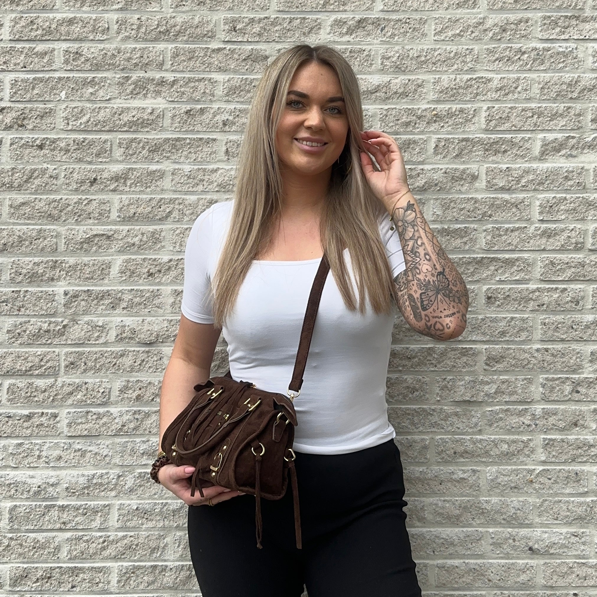Liv Classic Suède Medium Tas - Koffie Bruin