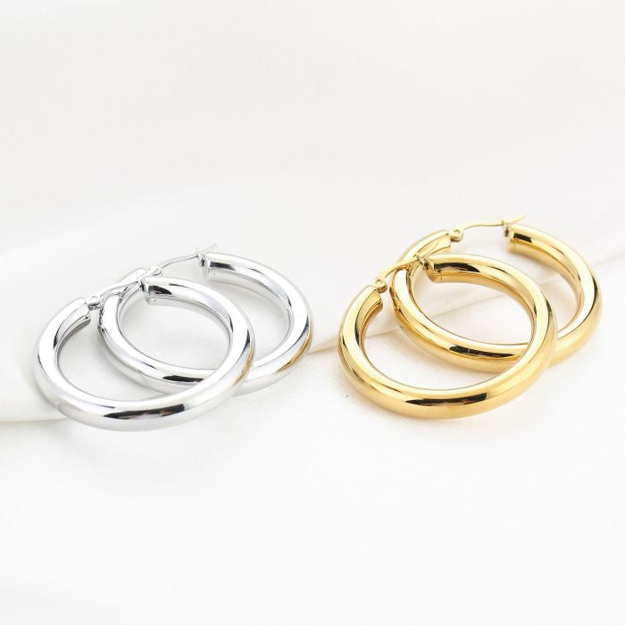 Basic Small Carlijn Hoops Earrings - Silver