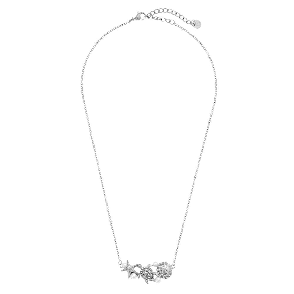 Parel Turtle Necklace 41 cm - Silver