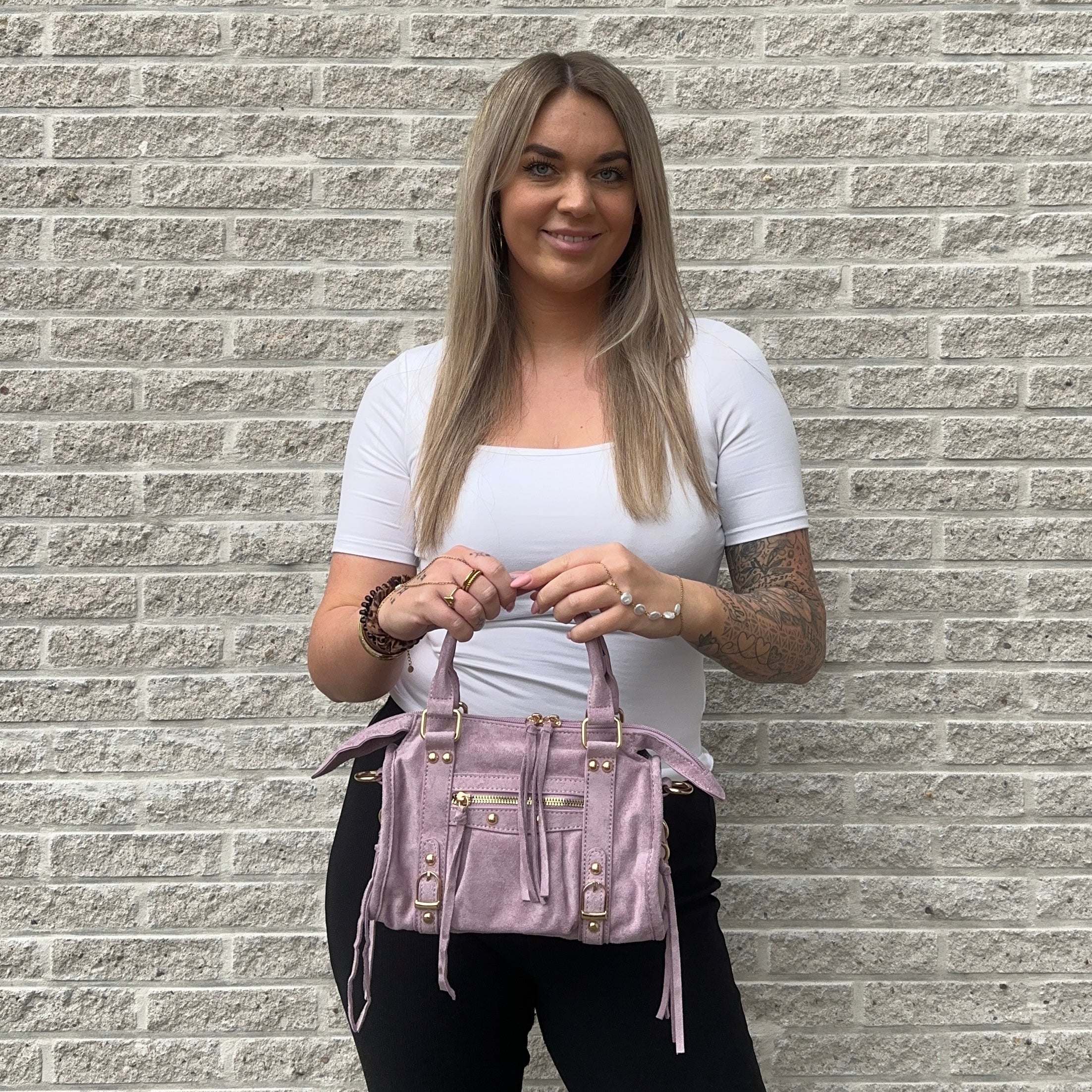 Liv Classic Suède Medium Tas - Lila