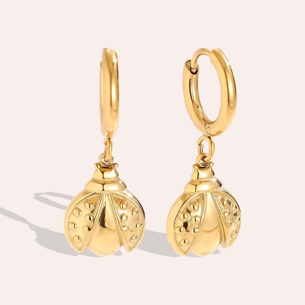 Ladybug Earrings - Gold
