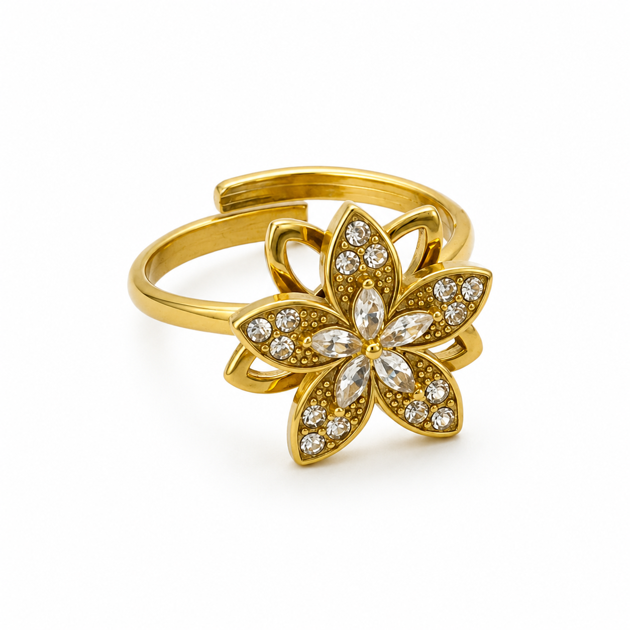 Stress Anti-Stress Flower Ring - Gold