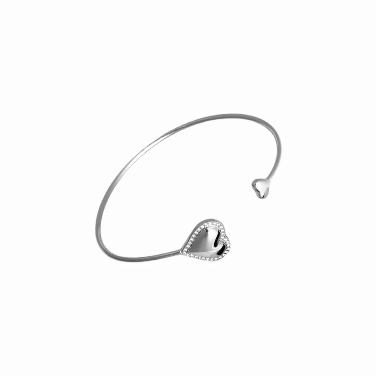 Bangle Open Heart Bracelet - Silver