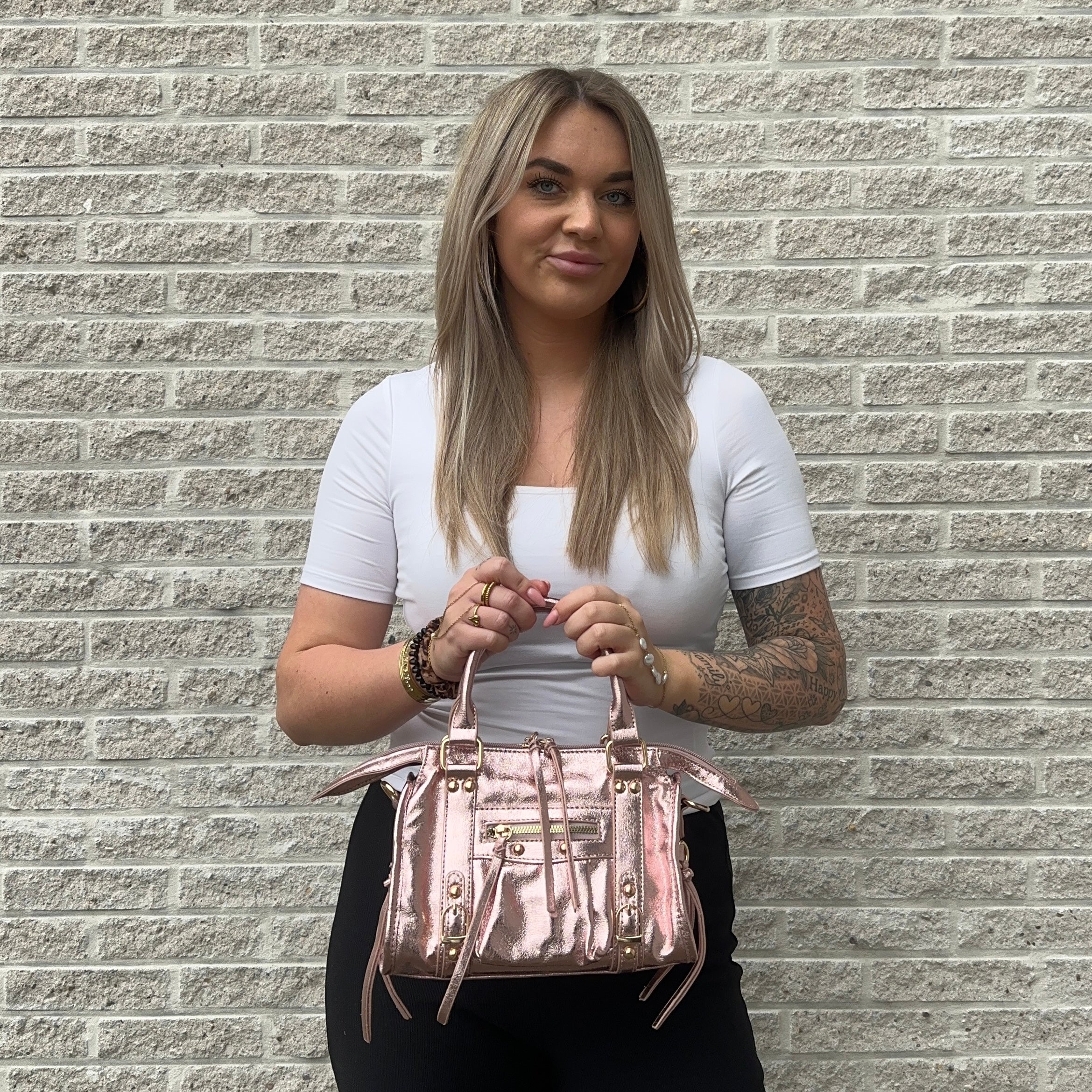 Liv Shiny Medium Tas - Metallic Roze