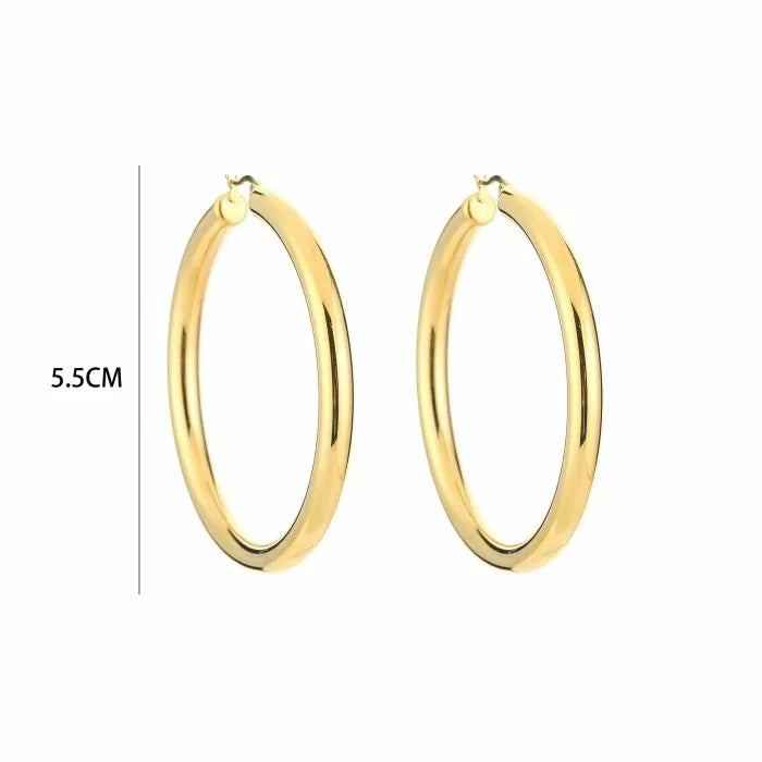 Basic Large Carlijn Hoops Earrings - Silver