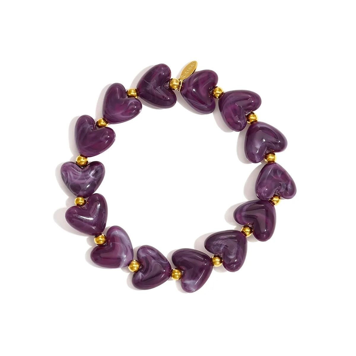 Rosa Dark Purple Bracelet - Gold