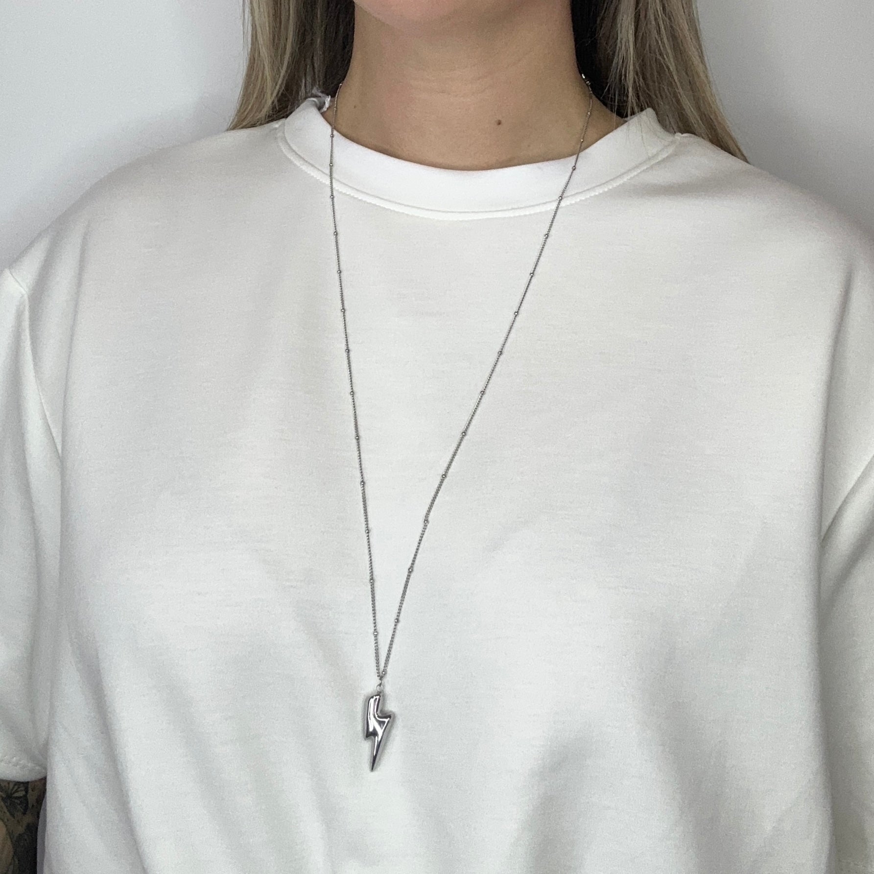 Bliksem Necklace 80 cm - Silver