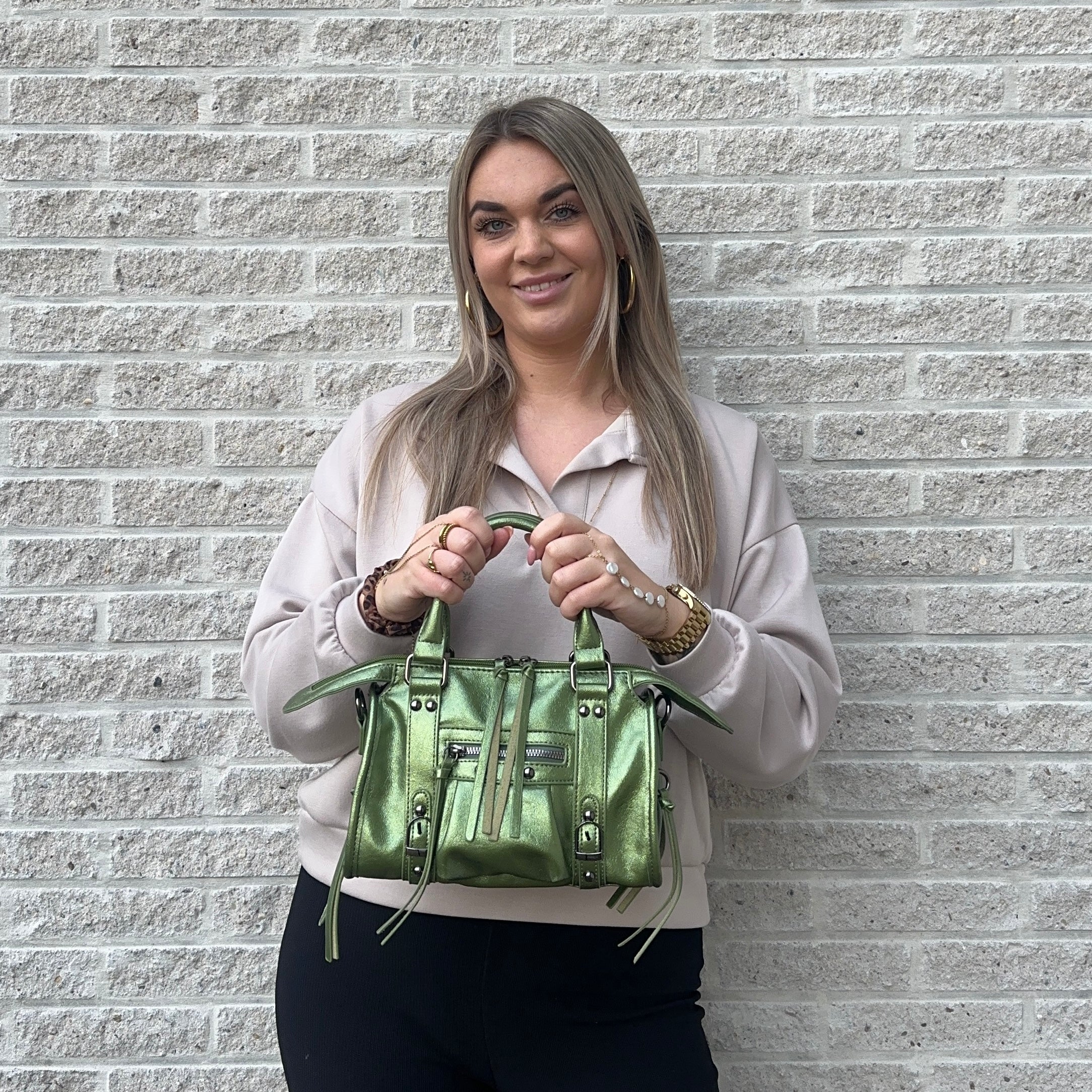 Liv Glowy Medium Tas - Metallic Army Groen