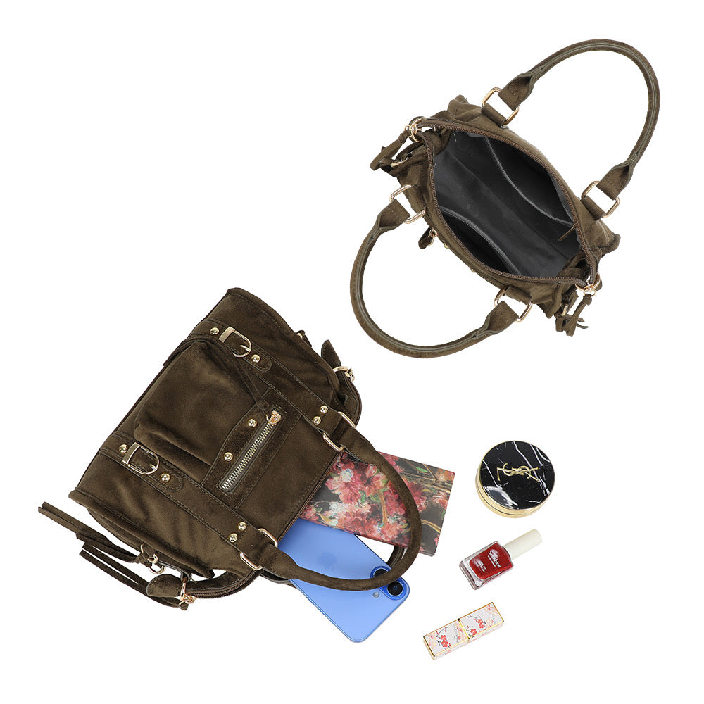 Liv Classic Suède Medium Tas - Army Groen