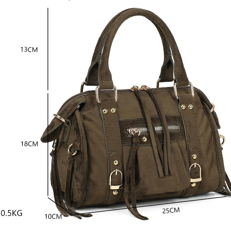 Liv Classic Suède Medium Tas - Army Groen