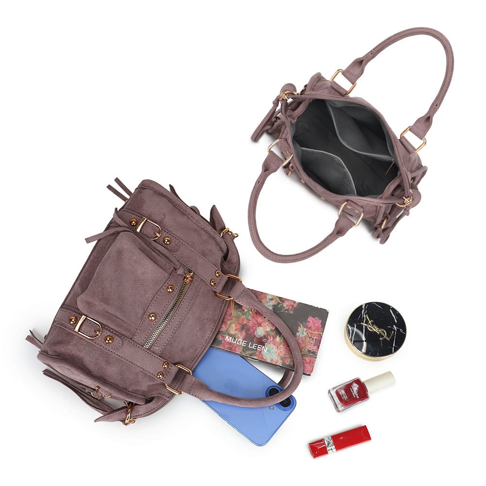 Liv Classic Suède Medium Tas - Oud Roze