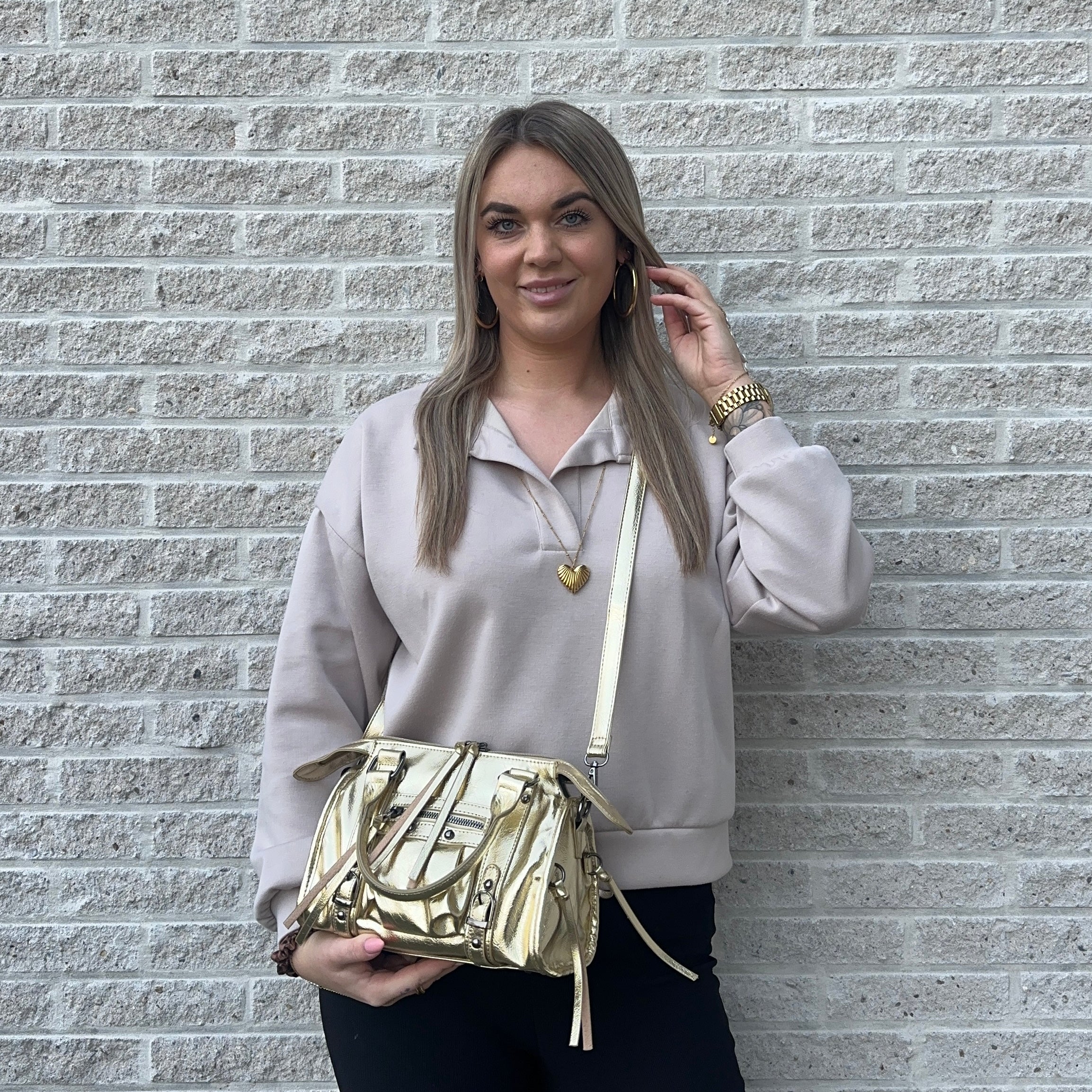 Liv Glowy Medium Tas - Glitter Goud