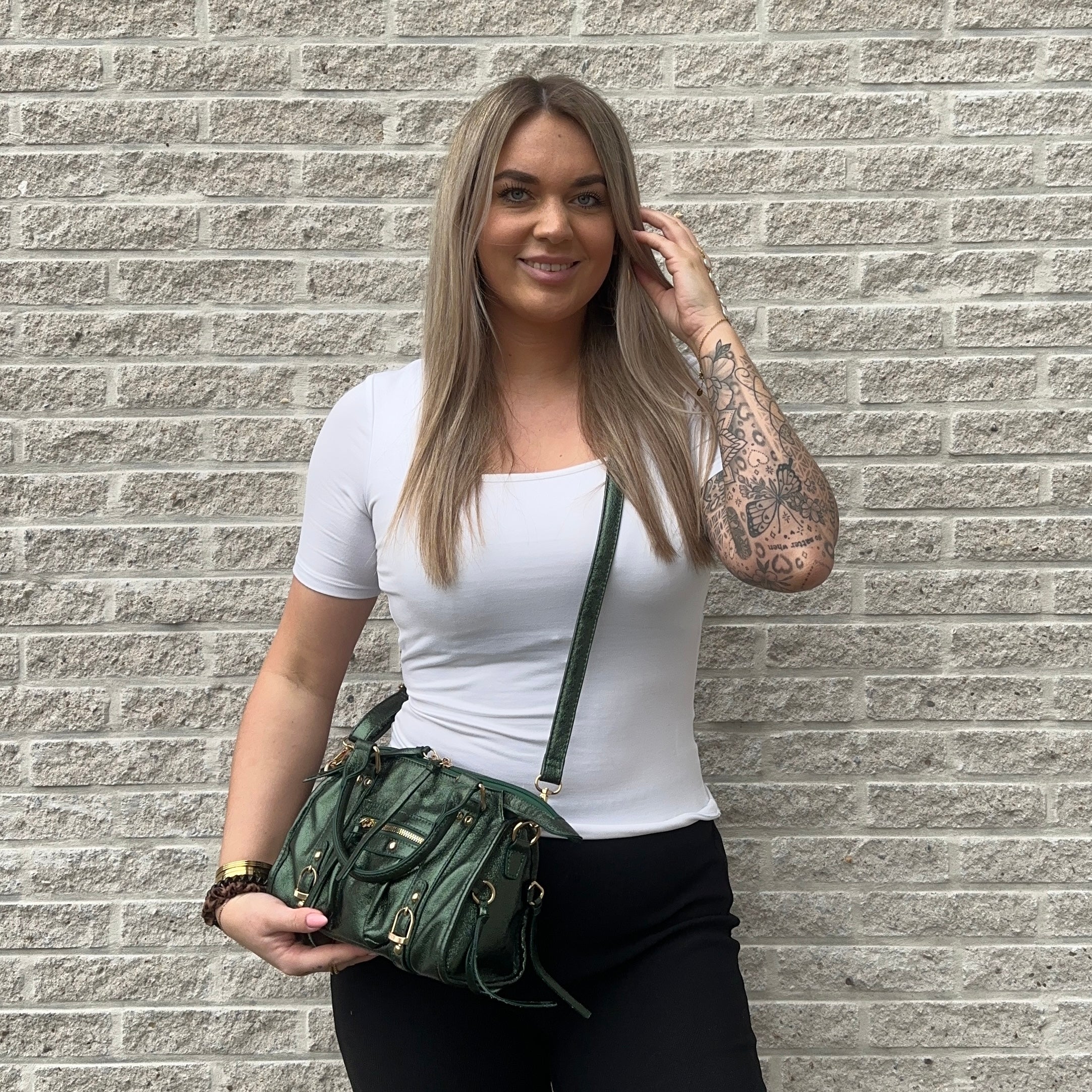 Liv Shiny Medium Tas - Metallic Groen