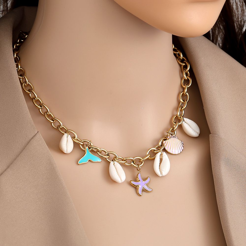Beachy Shell Necklace 39 cm - Silver