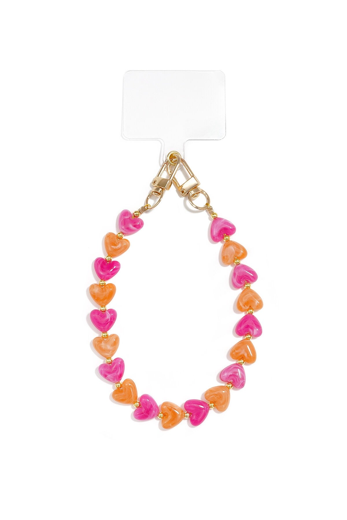 Telefoonkoord Hartjes - Roze Oranje