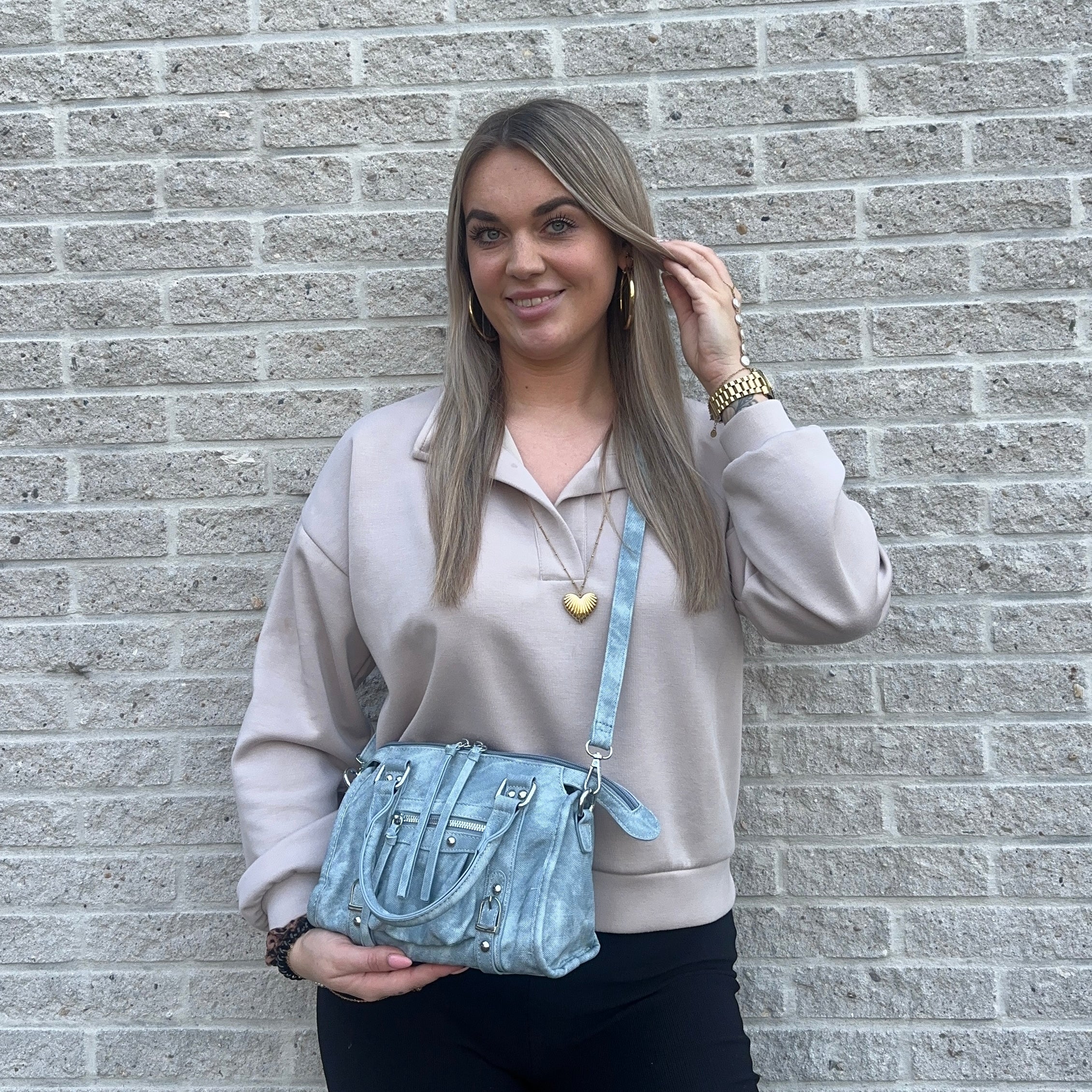 Liv Denim Medium Tas - Licht Denim