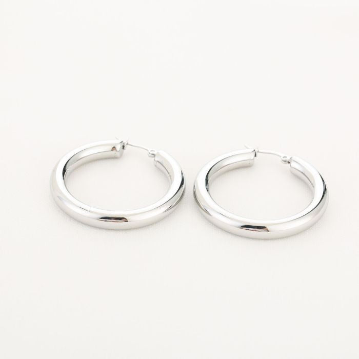 Basic Small Carlijn Hoops Earrings - Silver