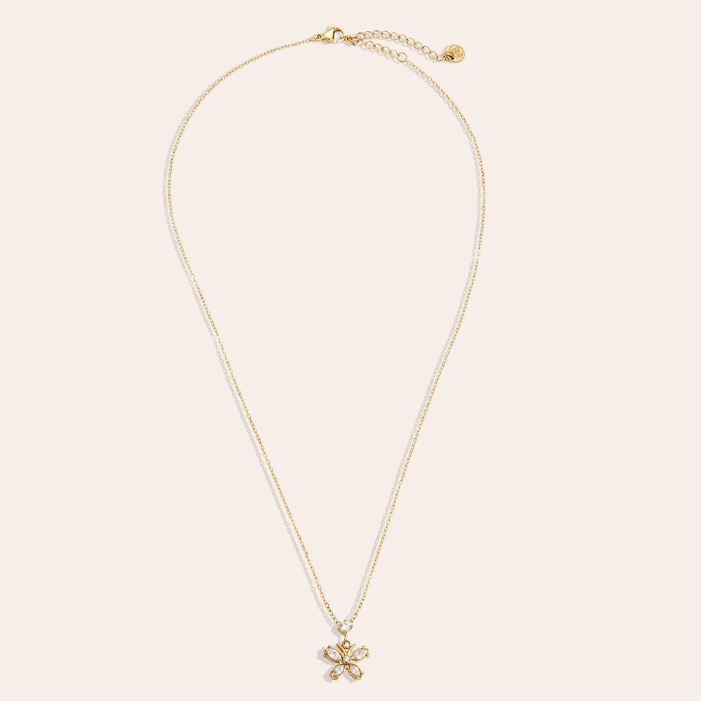 Butterfly Zirkonia Necklace 40 cm - Gold