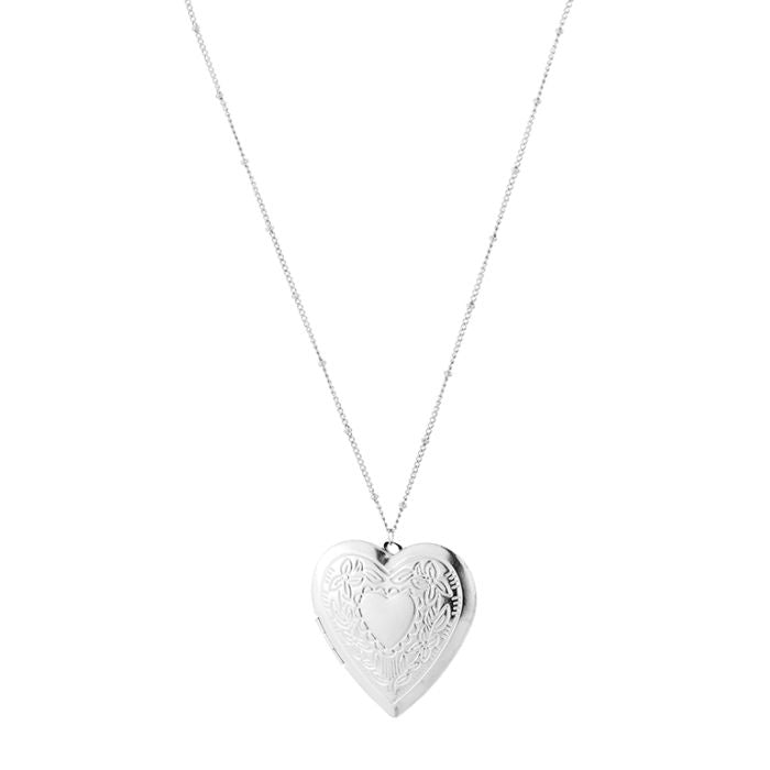 Locket Heart Necklace 80 cm - Silver