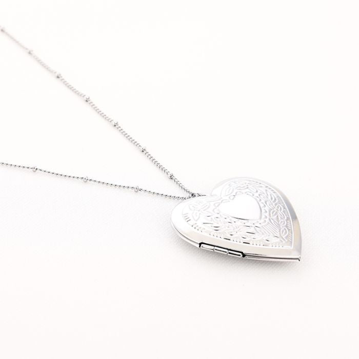 Locket Heart Necklace 80 cm - Silver