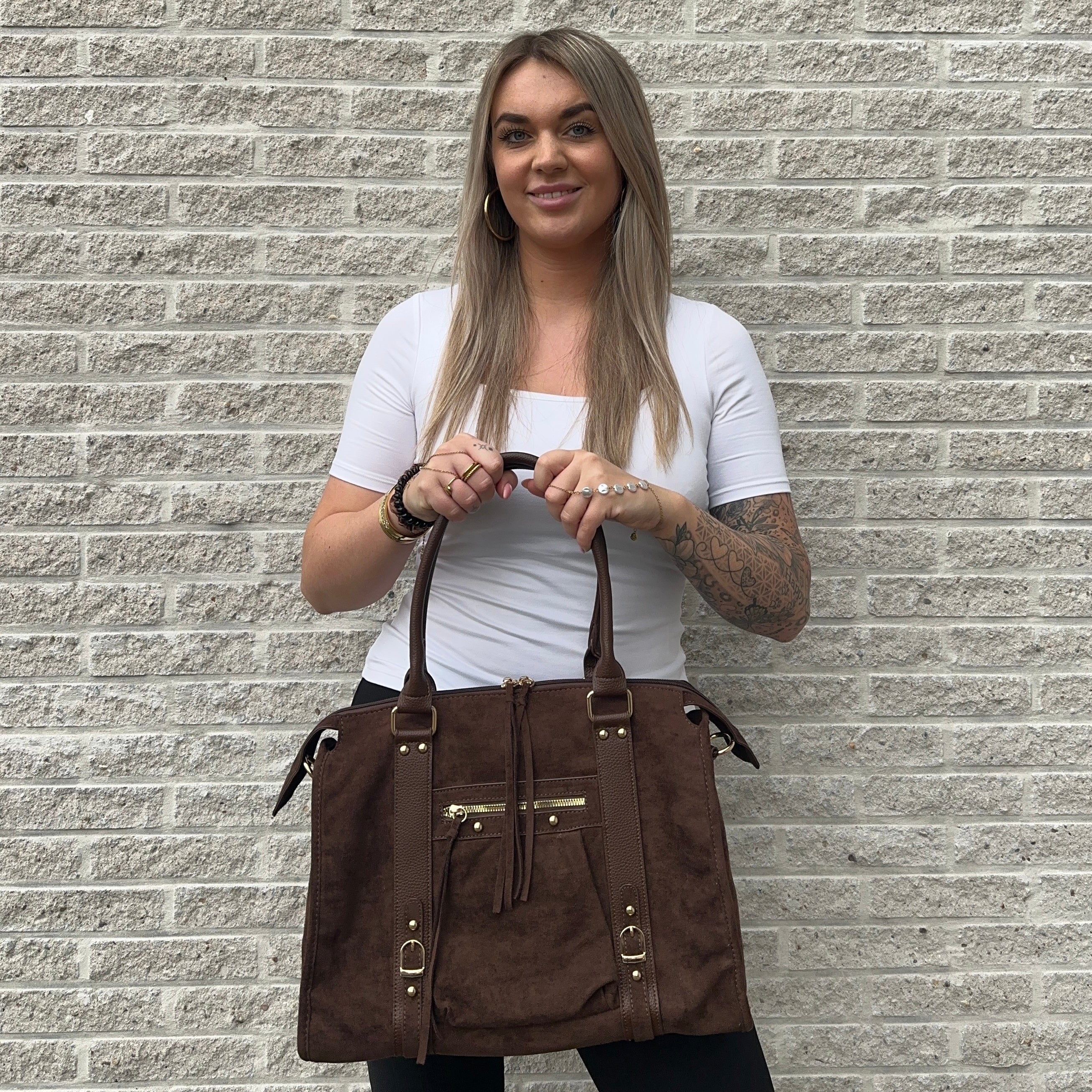 Liv Suède XL Tas - Koffie Bruin